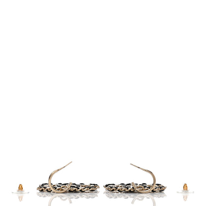Chanel Crystal Lambskin Chain CC Vintage Allure Stud Earrings Black Gold 3 of 5