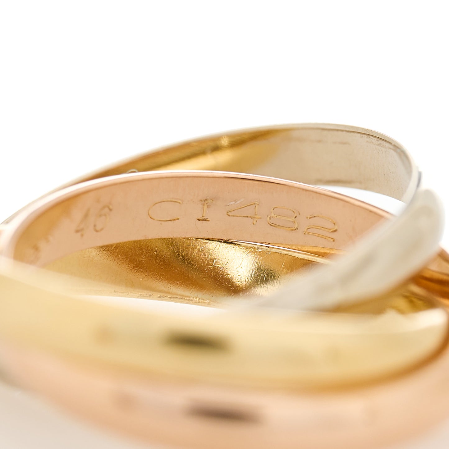 18K Pink Yellow White Gold Small Trinity Ring 46 3.75