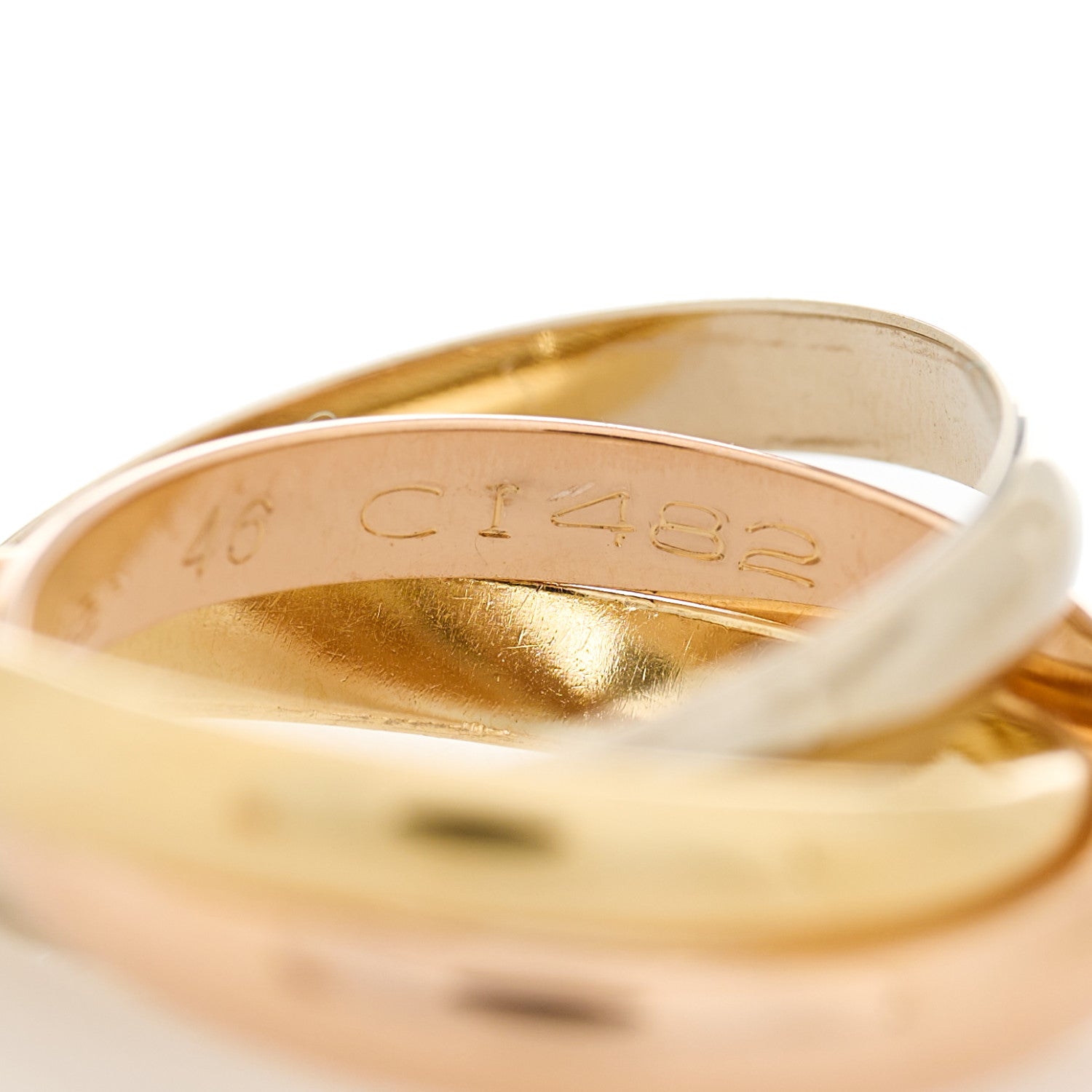 Cartier 18K Pink Yellow White Gold Small Trinity Ring 46 3.75 5 of 6
