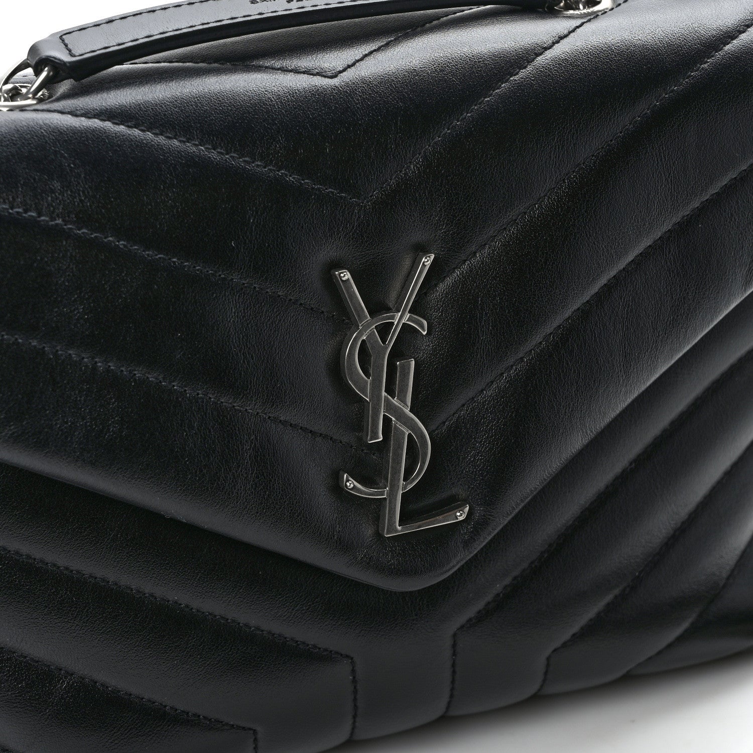 Saint Laurent Calfskin Y Quilted Monogram Small Loulou Chain Satchel Black 11 of 11