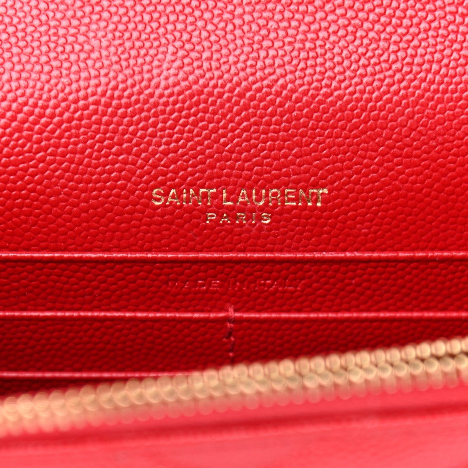 Saint Laurent Grain De Poudre Matelasse Chevron Monogram Envelope Chain Wallet New Red 6 of 11