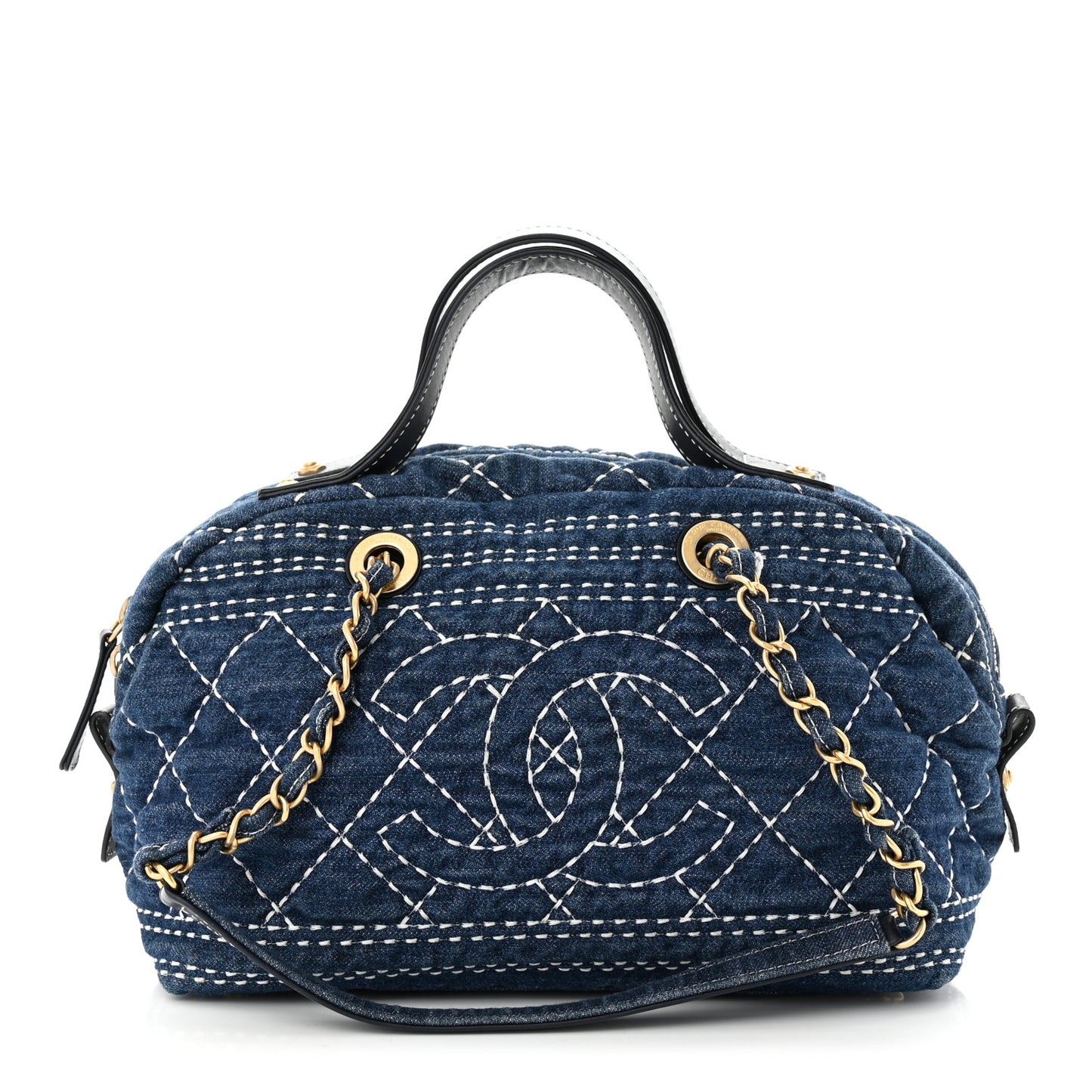 Denim Quilted CC Denim Trip Bowling Bag Blue