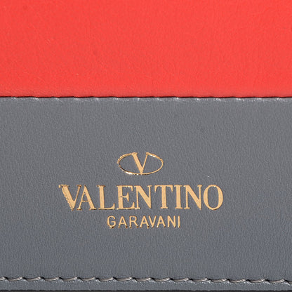 Valentino Garavani Calfskin Rivet Colorblock Shoulder Bag Grey Red 9 of 9