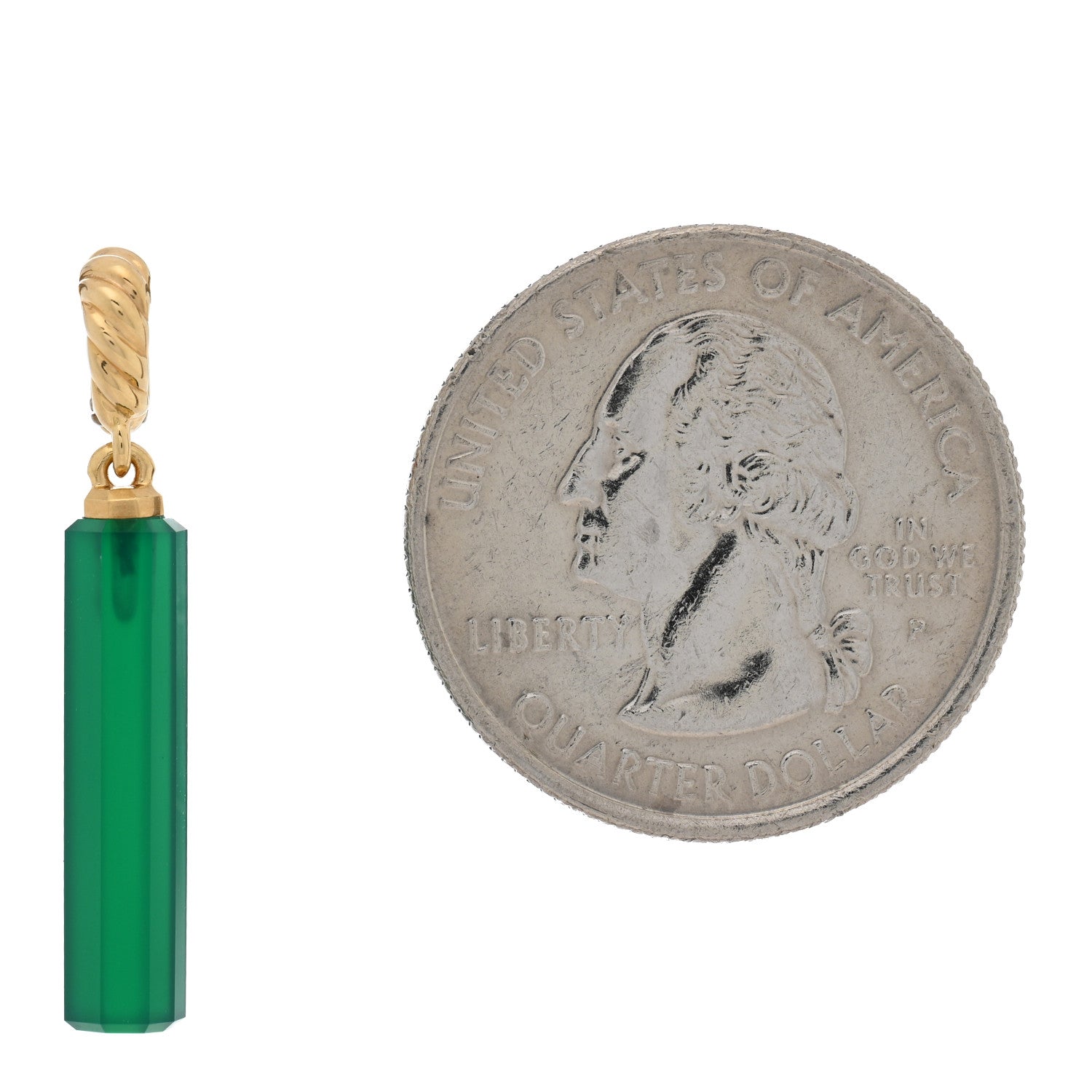 David Yurman 18K Yellow Gold Green Onyx Barrel Amulet Pendant 2 of 3