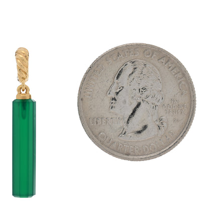 David Yurman 18K Yellow Gold Green Onyx Barrel Amulet Pendant 2 of 3