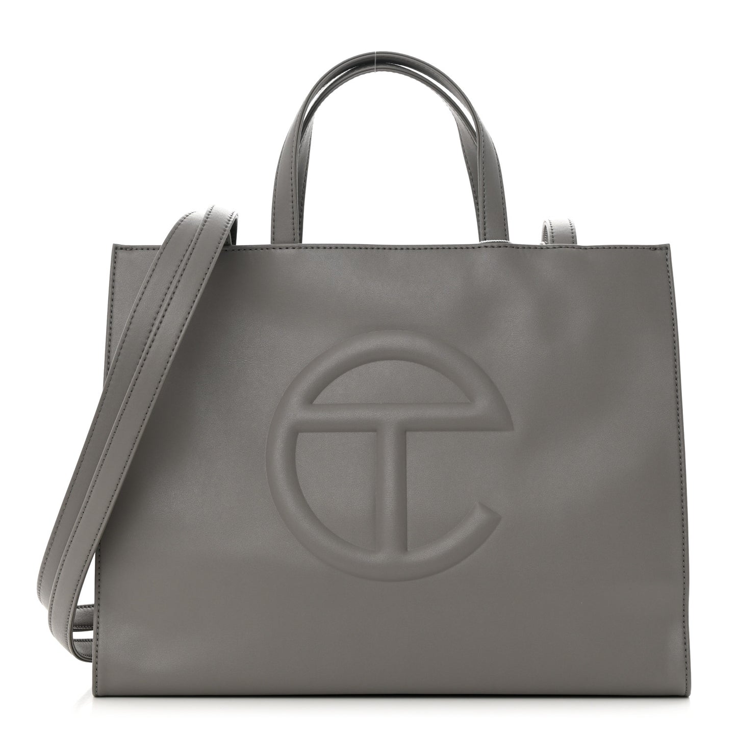 Vegan Leather Medium Shopping Bag Grey