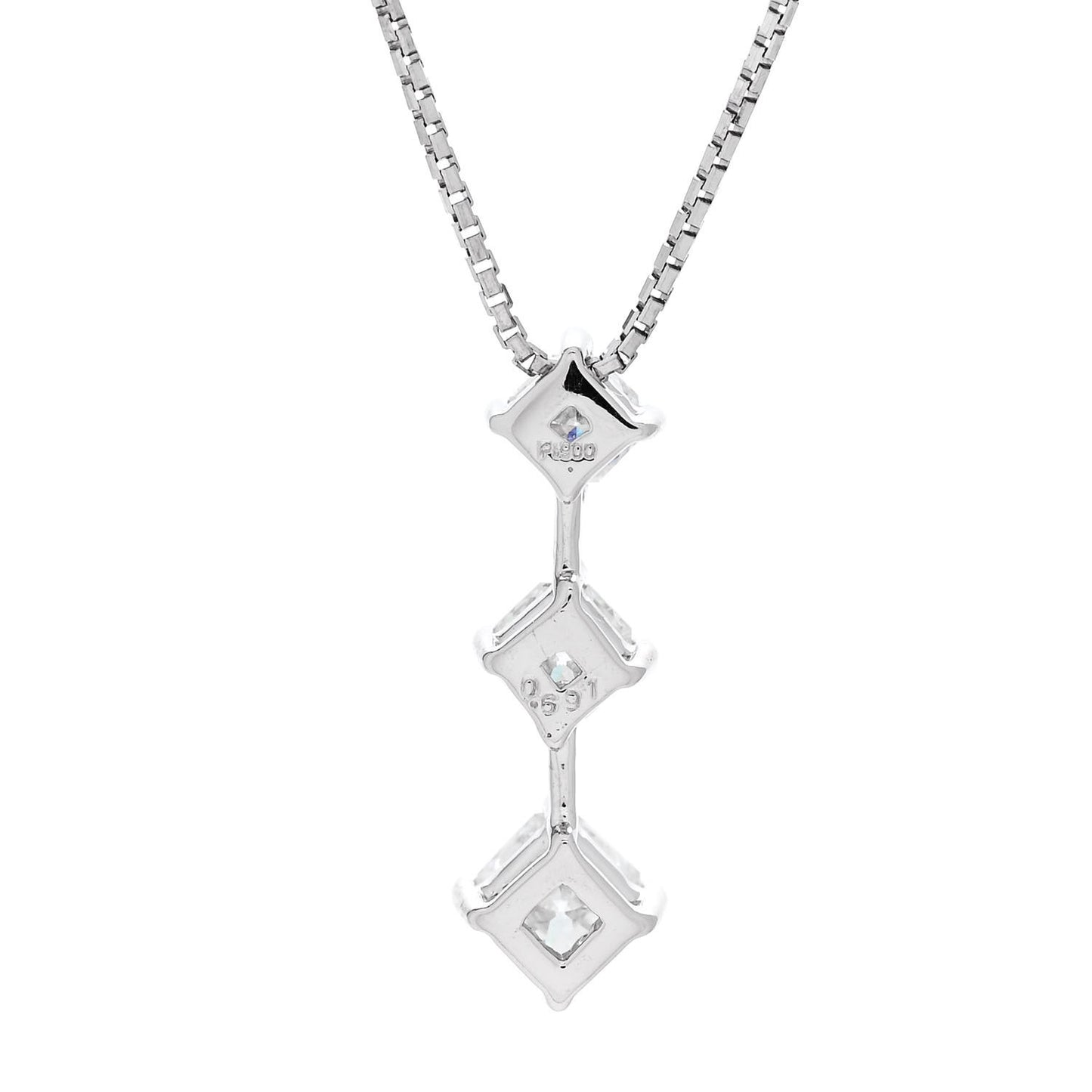 Platinum Diamond .69ctw Graduated Triple Drop Pendant Necklace