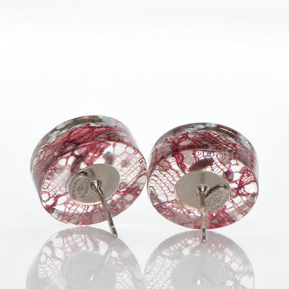 Chanel Resin Lace Pearl CC Earrings Pink 3 of 4