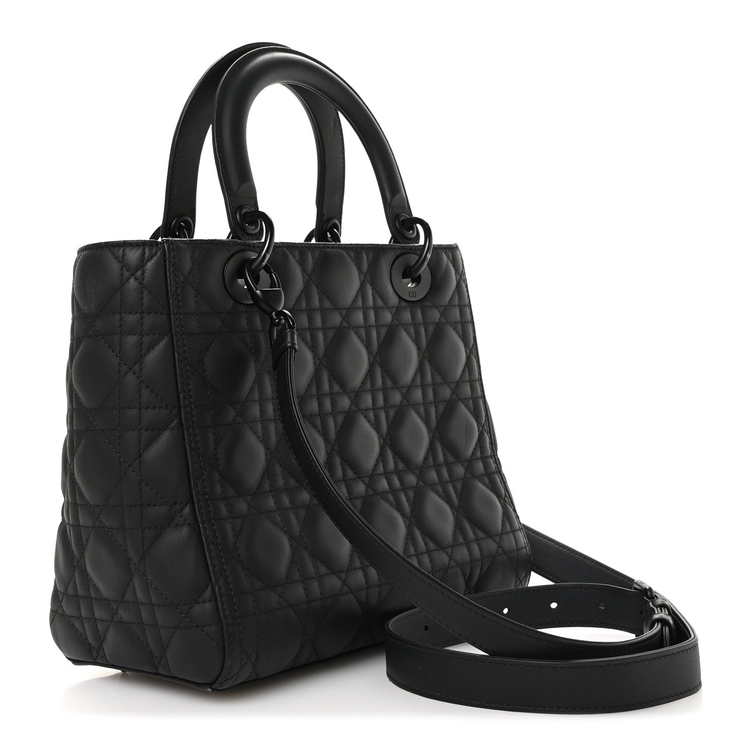Christian Dior Ultra Matte Calfskin Cannage Medium Lady Dior Black 3 of 11