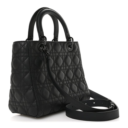 Christian Dior Ultra Matte Calfskin Cannage Medium Lady Dior Black 3 of 11