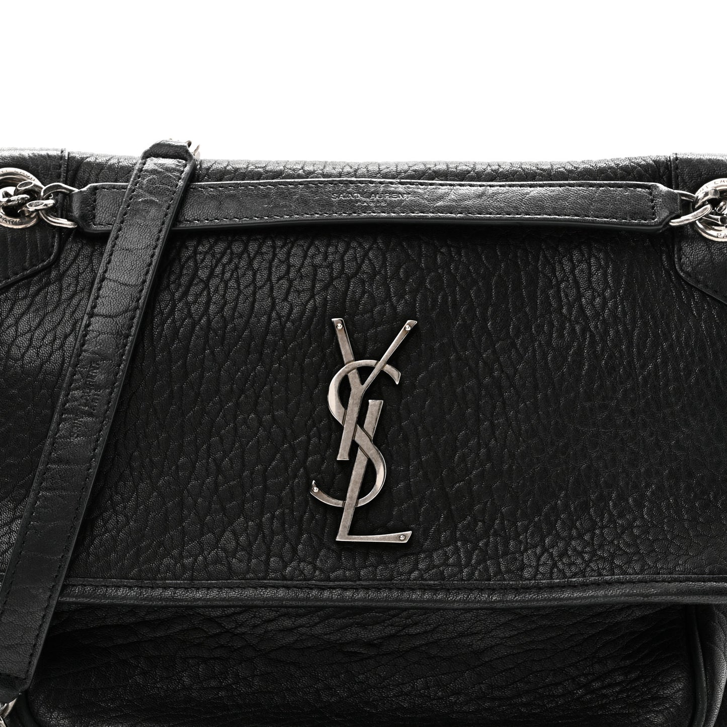 Grained Lambskin Monogram Medium Niki Chain Satchel Black