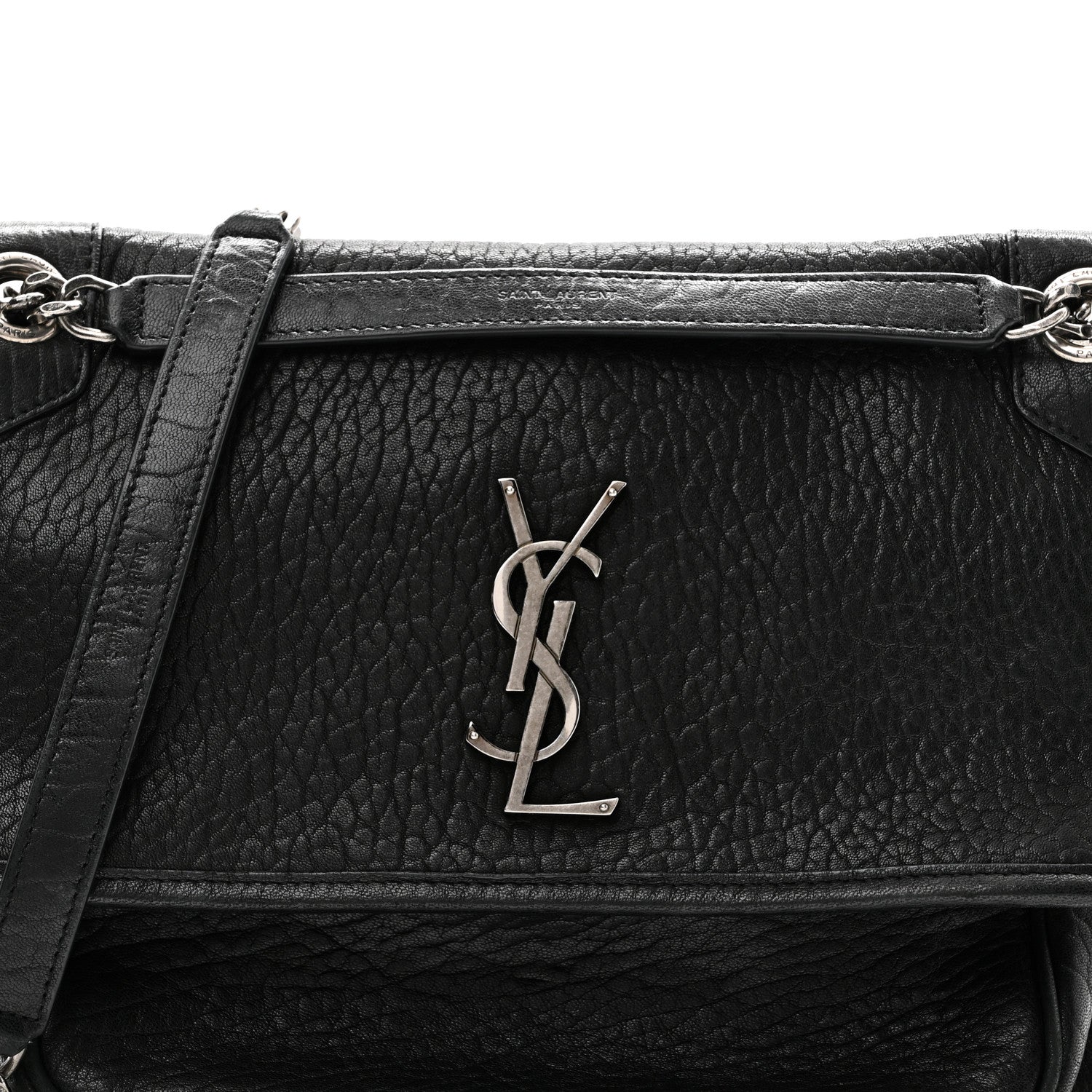 Saint Laurent Grained Lambskin Monogram Medium Niki Chain Satchel Black 8 of 10