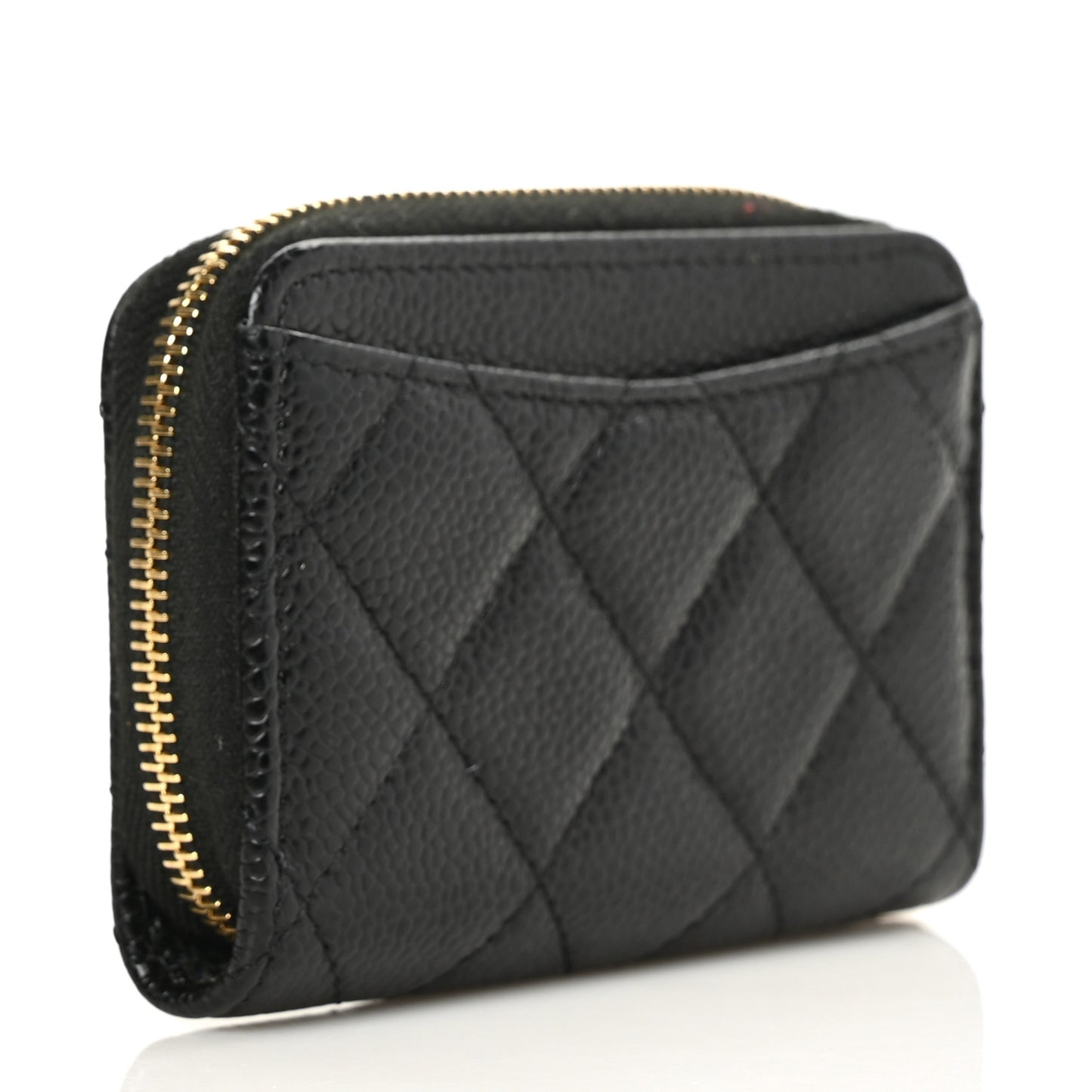 Caviar Quilted Zip Coin Purse Black