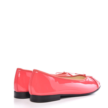 Chanel Patent Calfskin CC Cap Toe Ballerina Flats 39.5 Coral 4 of 9