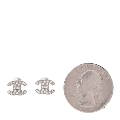Chanel Crystal Mini Timeless CC Earrings Silver 2 of 4