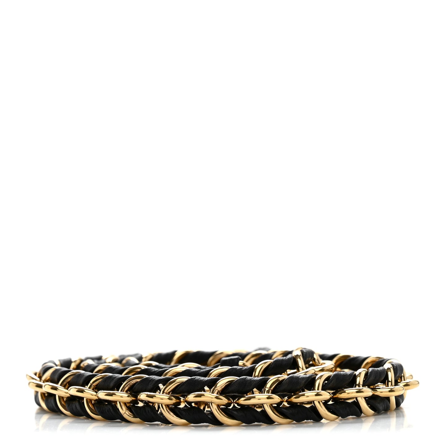 Calfskin Vanity Chain Pouch Shoulder Strap Black Gold