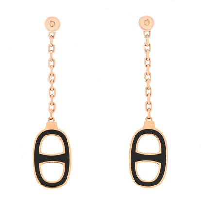 Hermes Rose Gold Lacquered Farandole Drop Earrings Black 1 of 7