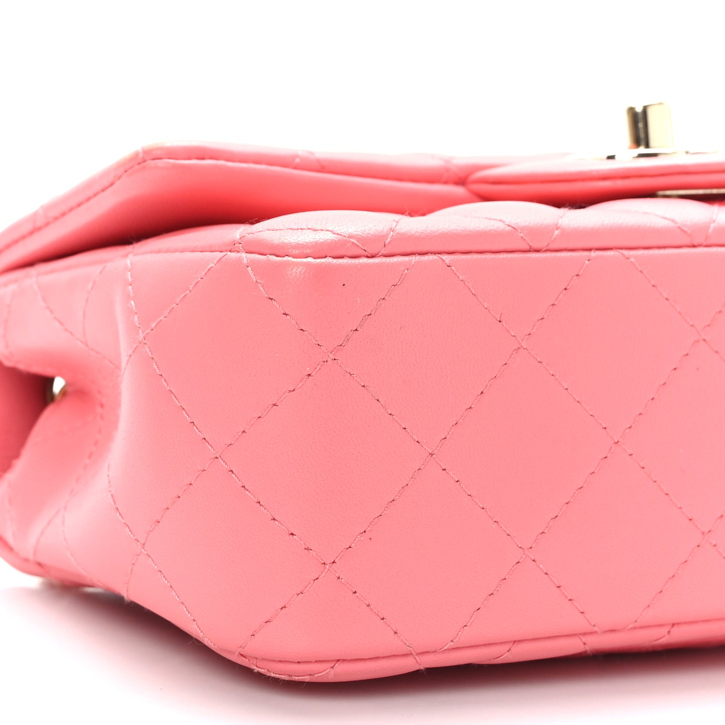 Lambskin Quilted Mini Rectangular Flap Pink