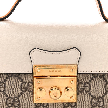 Gucci GG Supreme Monogram New Sakai Calfskin Mini Padlock Top Handle Shoulder Bag Beige Ebony Mystic White Sun Oil 8 of 11