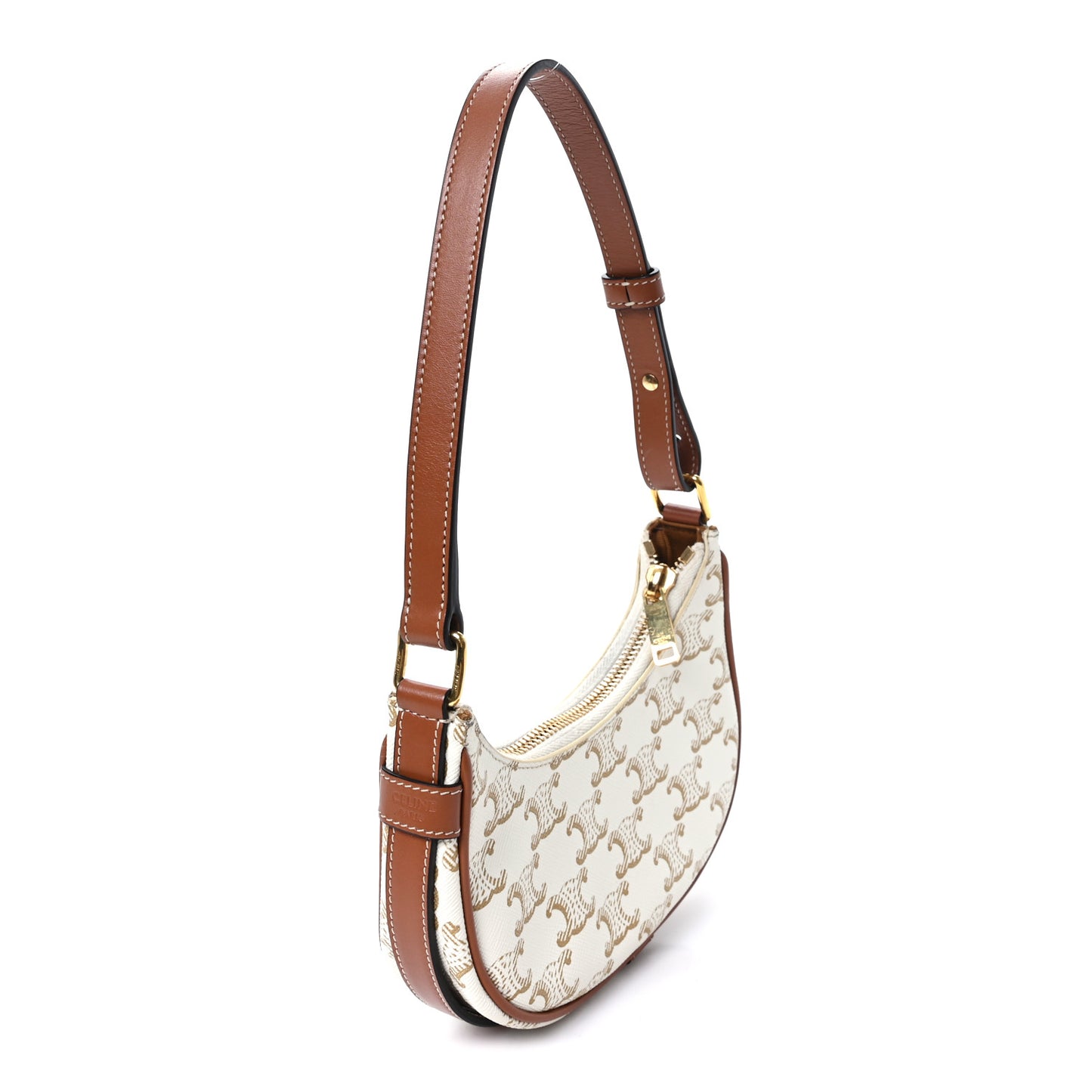 Canvas Calfskin Mini Ava Triomphe Shoulder Bag White