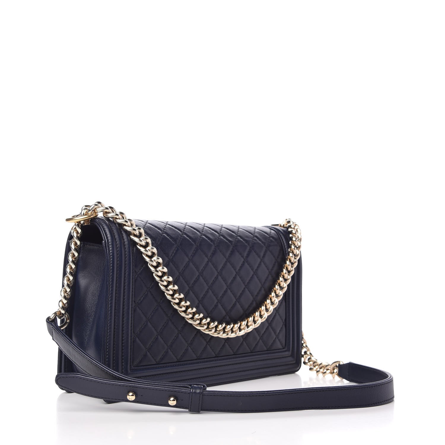 Chanel Lambskin Quilted New Medium Boy Flap Dark Navy Blue 3 of 10
