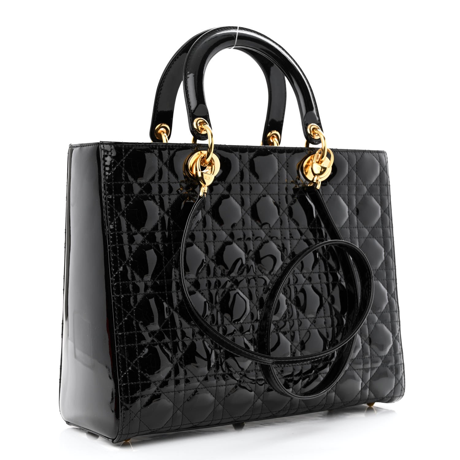 Christian Dior Patent Cannage Large Lady Dior Black 3 of 10