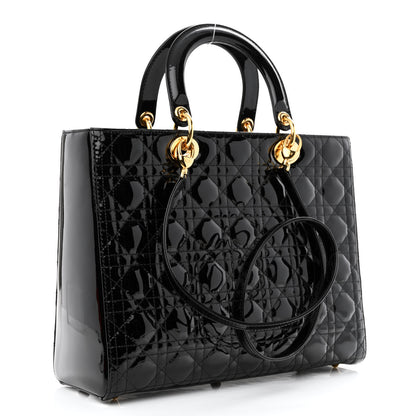 Christian Dior Patent Cannage Large Lady Dior Black 3 of 10