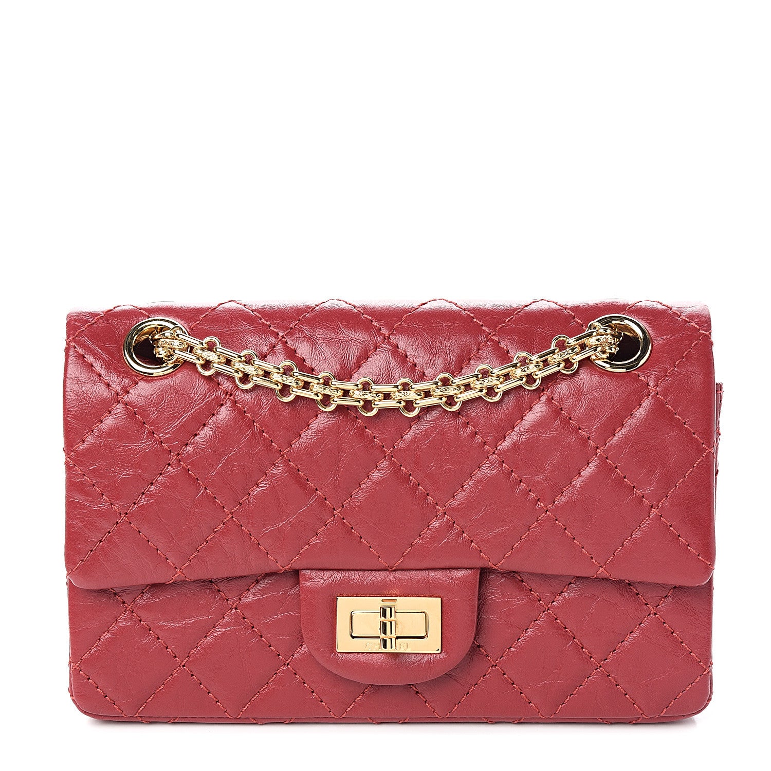 Chanel Aged Calfskin Quilted 2.55 Reissue Mini Flap Red 1 of 10