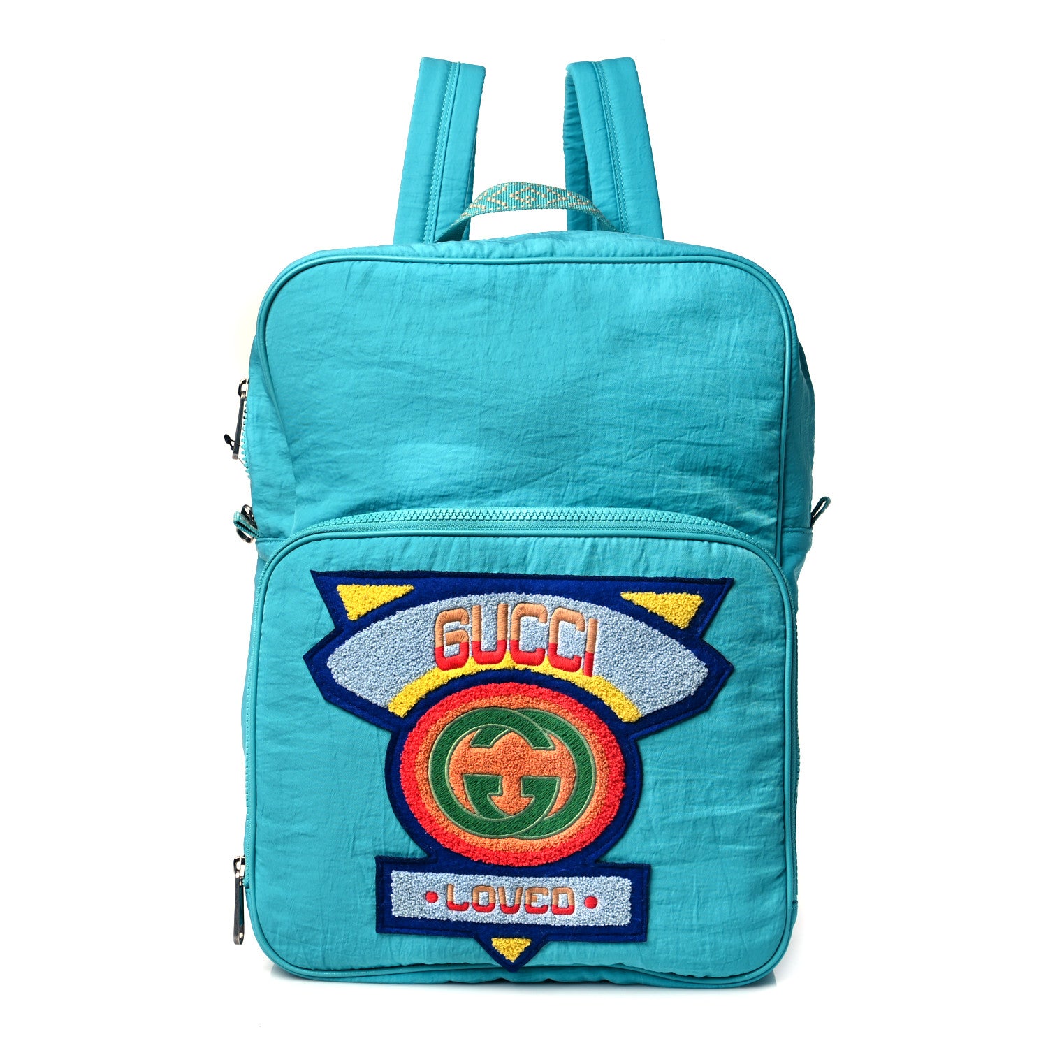 Gucci Nylon Twill 80s Logo Patch Backpack Lago 1 of 10