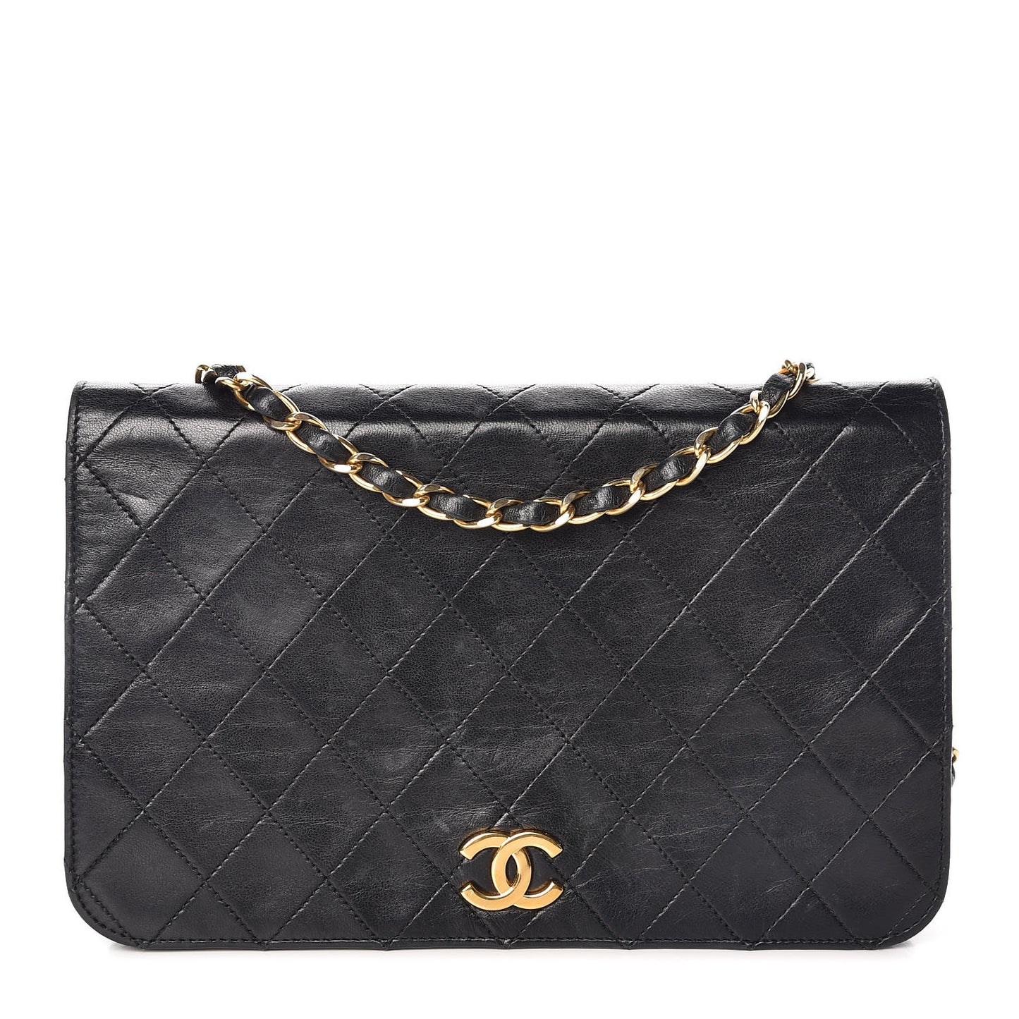 Lambskin Quilted Small Single Flap Black