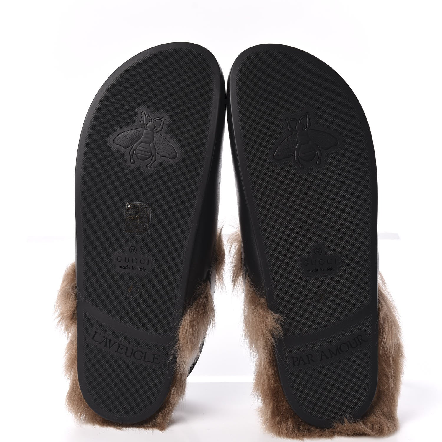 Gucci Calfskin Fur Mens Horsebit River Slingback Slippers 8 Black 6 of 8