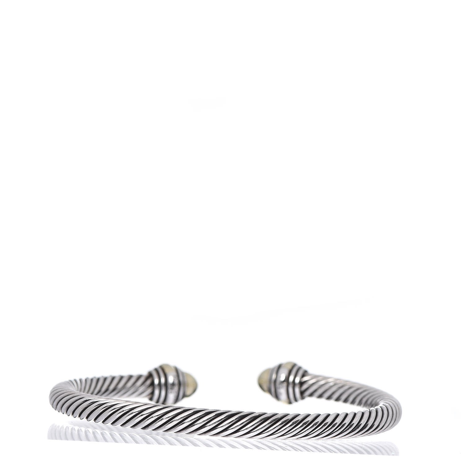 David Yurman Sterling Silver 14K Yellow Gold 5mm Cable Classics Dome Bracelet 3 of 5