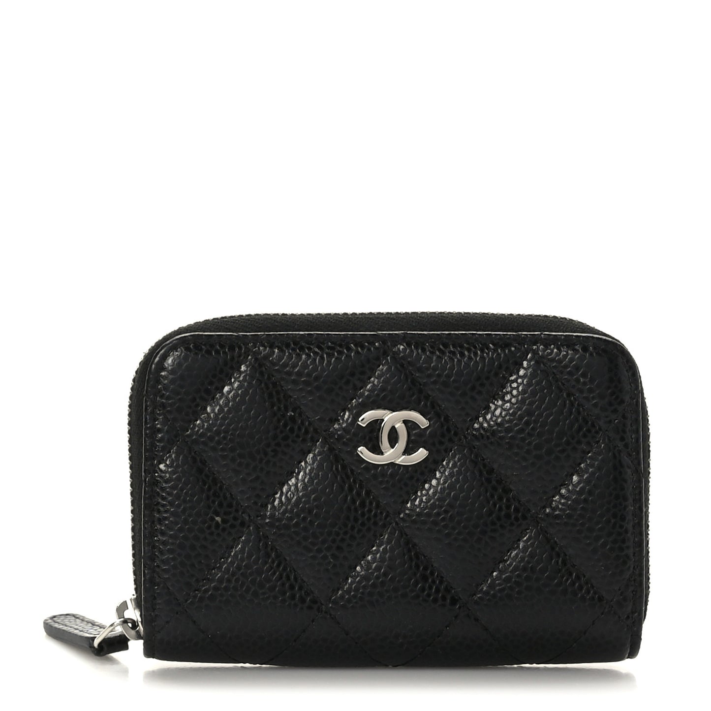 Caviar Quilted Zip Coin Purse Black