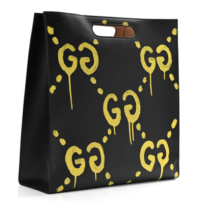 Gucci Calfskin GucciGhost Real Large XL Tote Black Yellow 3 of 10