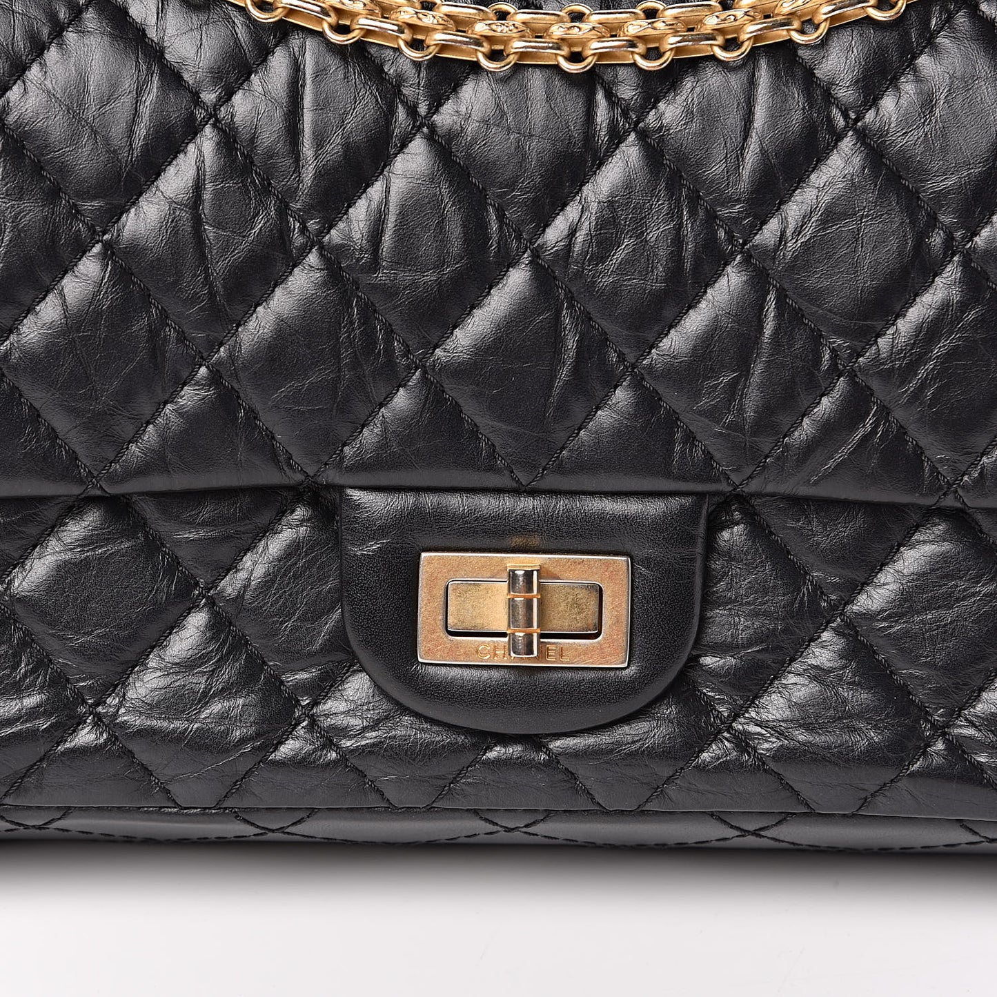 Aged Calfskin Quilted 2.55 Reissue 225 Flap Black