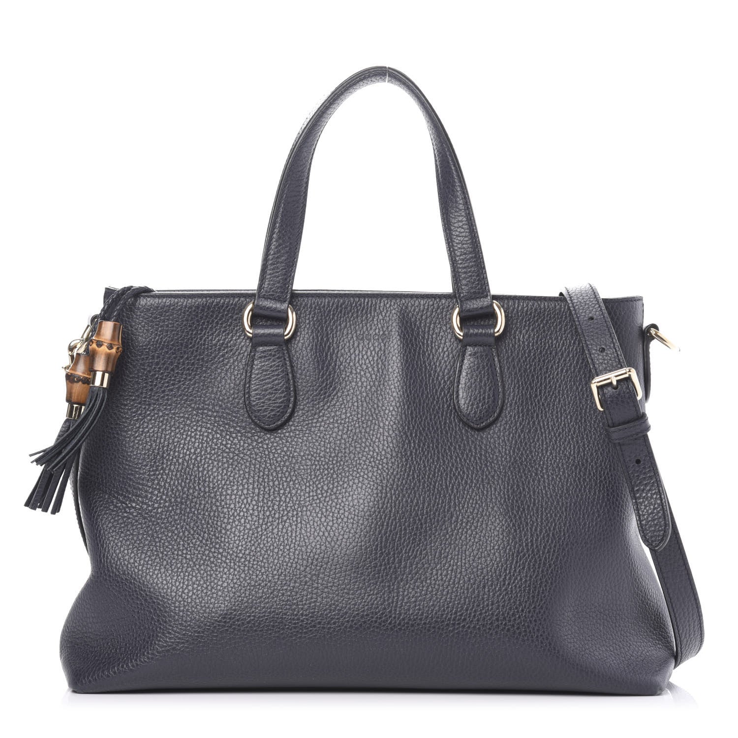 Gucci Calfskin Bamboo Tassel Top Handle Tote Blue 1 of 13