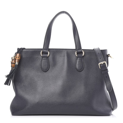 Gucci Calfskin Bamboo Tassel Top Handle Tote Blue 1 of 13