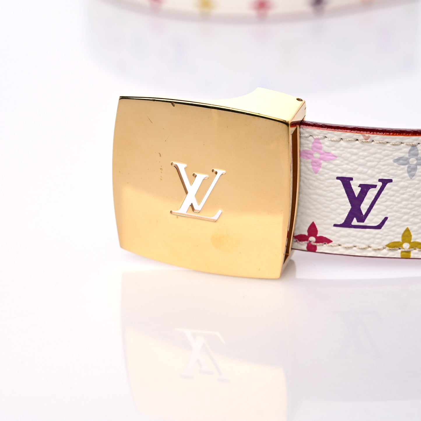 Monogram Multicolor LV Cut Reversible Belt 85 34 White