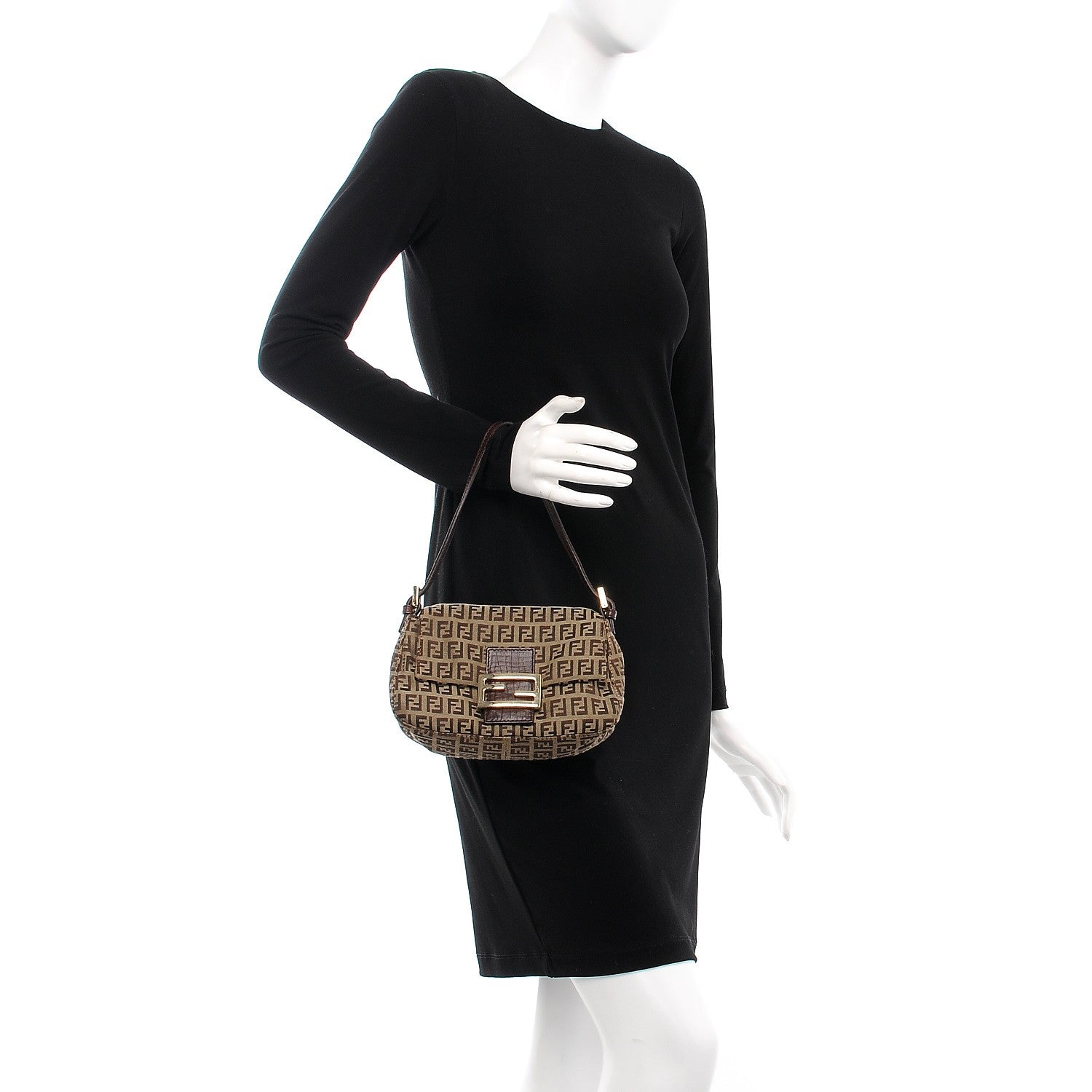 Fendi Zucchino Vitello Mini Mama Baguette Mogano Panna Bruciato 2 of 9