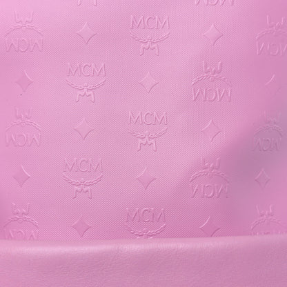 MCM Calfskin Visetos Diamond Printed Small Backpack Pink Cognac 9 of 11