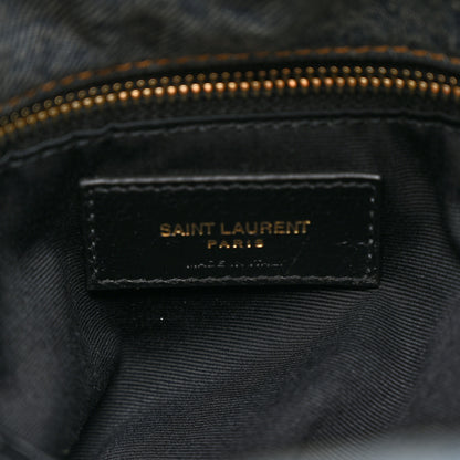 Saint Laurent Denim Quilted Medium Loulou Puffer Monogram Chain Satchel Blue Cinnamon 5 of 9