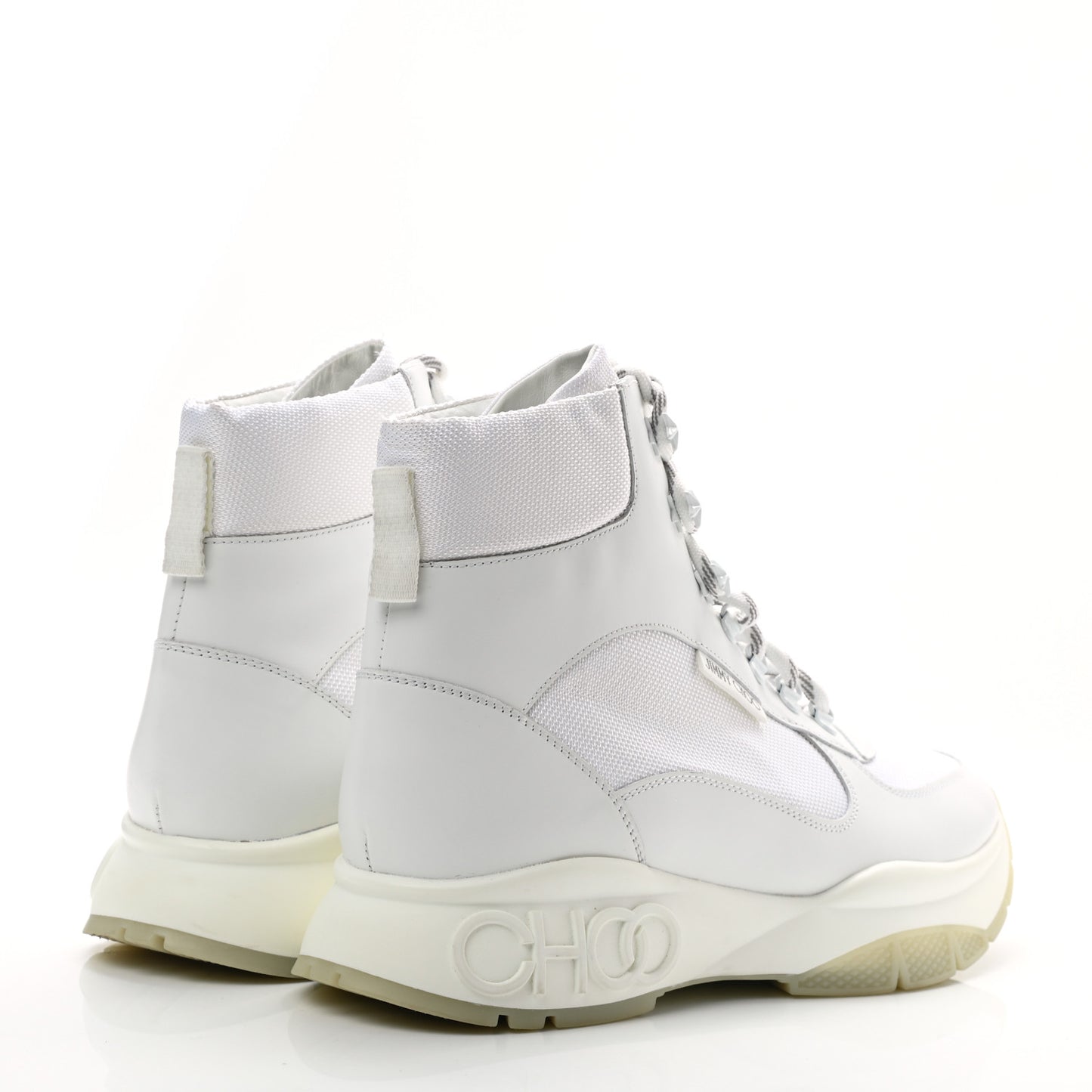 Calfskin Mesh Inca Platform Hiking Boots 43 White