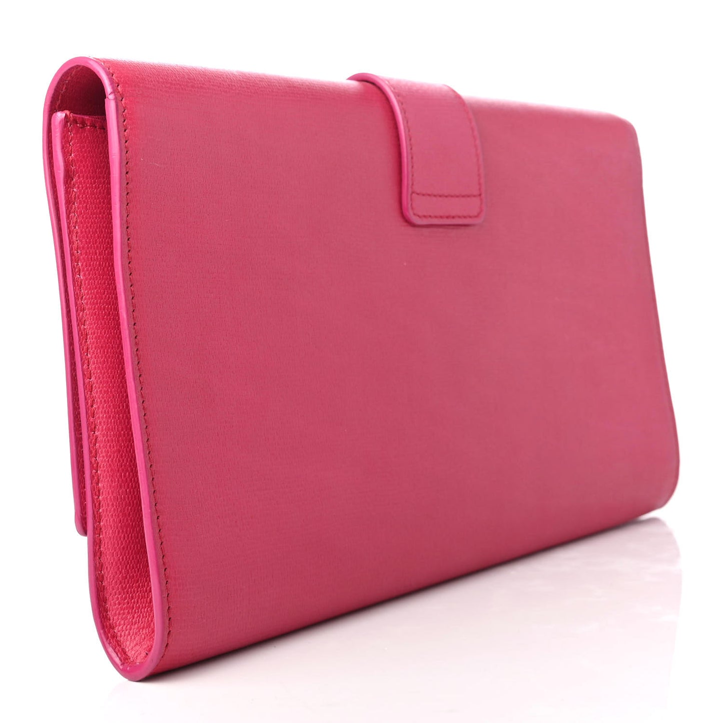 Calfskin Classic Y Ligne Clutch Fuchsia