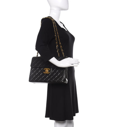 Chanel Lambskin Quilted XL Jumbo Single Flap Black 2 of 12