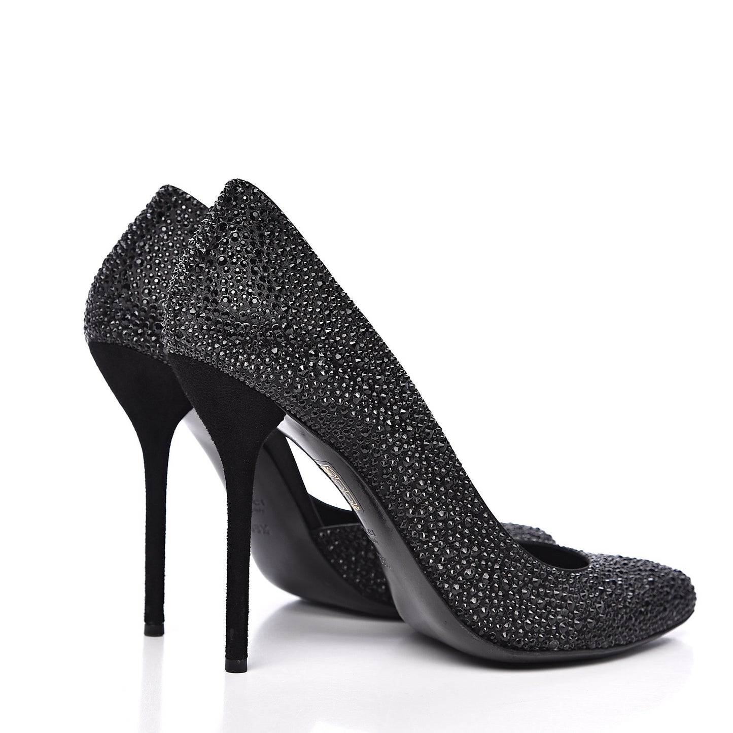 Satin Crystal Pumps 39.5 Black
