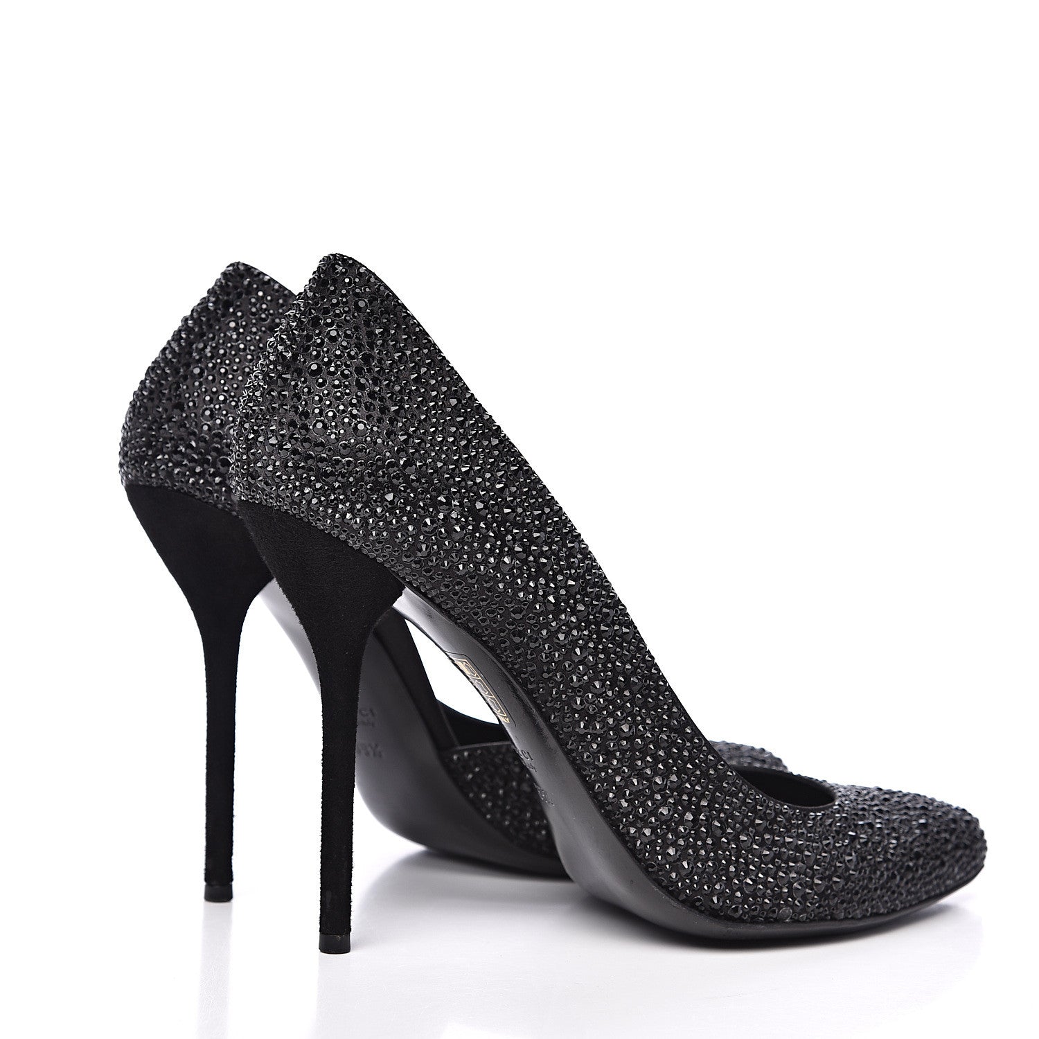 Gucci Satin Crystal Pumps 39.5 Black 4 of 10