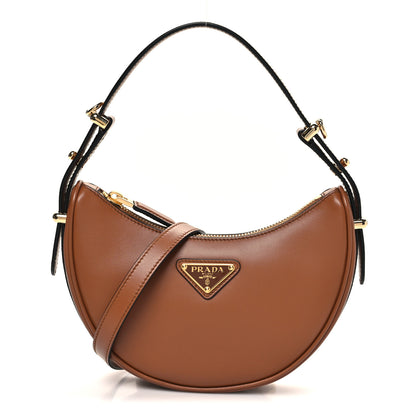 Prada Soft Calfskin Mini Arque Shoulder Bag Cognac 1 of 9