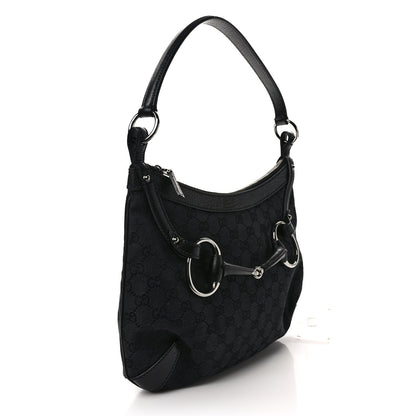 Gucci Monogram Horsebit Hobo Black 3 of 11