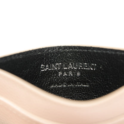 Saint Laurent Grain De Poudre Matelasse Chevron Monogram Credit Card Case Rose Poudre 5 of 6