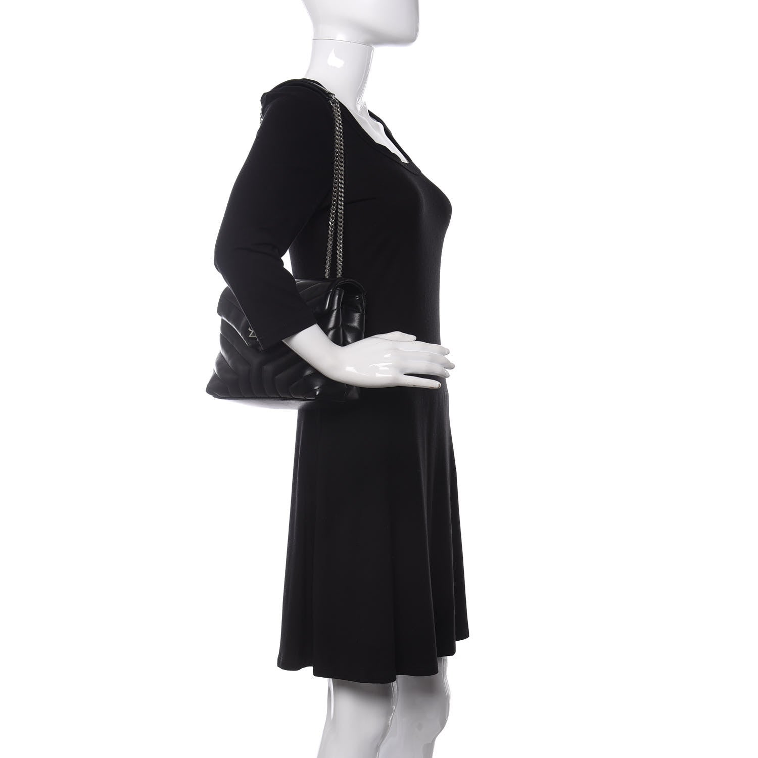 Saint Laurent Calfskin Y Quilted Monogram Small Loulou Chain Satchel Black 2 of 10